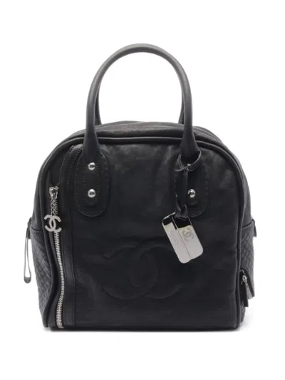 Pre-owned Chanel 2006-2008 Coco Mark Bowling Handbag In Black
