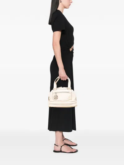 Pre-owned Chanel 2006-2008 Goatskin Square Stitch Essential Bowler Handbag In Brown