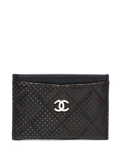 Pre-owned Chanel 2006-2008 Interlocking-cc Card Holder In Black