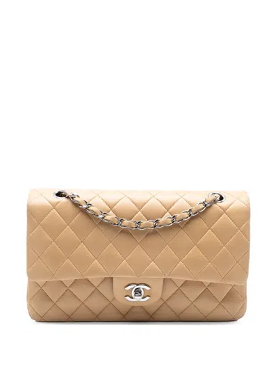 Pre-owned Chanel 2006-2008 Medium Classic Lambskin Double Flap Shoulder Bag In Brown