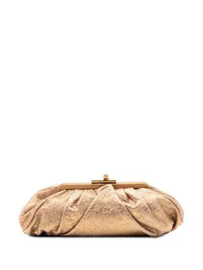 Pre-owned Chanel 2006-2008 Metallic Crackled Calfskin Monte Carlo Clutch Bag In Gold