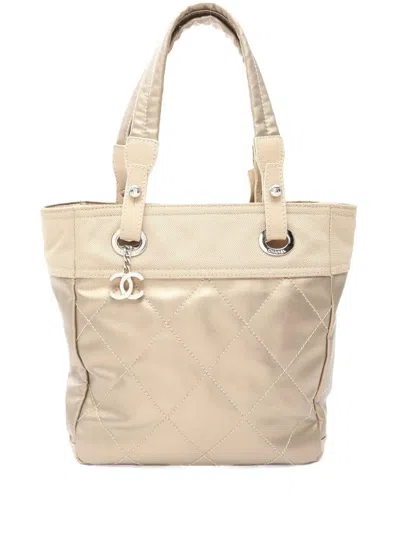 Pre-owned Chanel 2006-2008 Paris Biarritz Pm Tote Bag In Neutrals