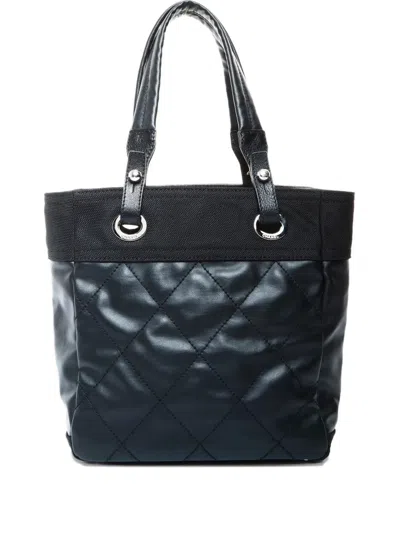 Pre-owned Chanel 2006-2008 Pm Paris Biarritz Quilted Tote Bag In Black
