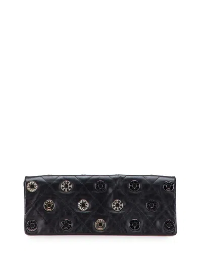 Pre-owned Chanel 2006-2008 Quilted Calfskin Star Attitude Grommet Fold Over Clutch Bag In Black