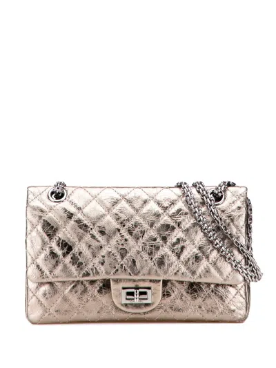 Pre-owned Chanel 2006-2008 Reissue 2.55 Aged Metallic Calfskin Double Flap 225 Shoulder Bag In Brown