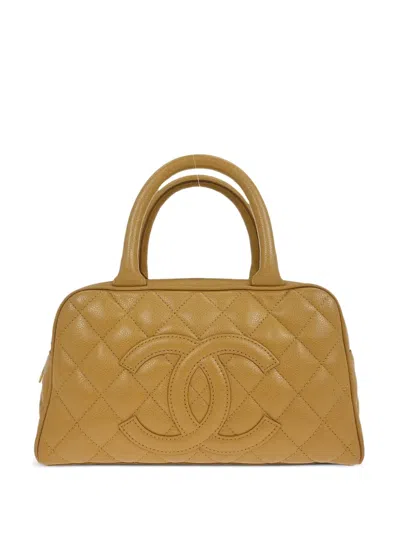 Pre-owned Chanel 2006 27 Bowling Quilted Tote Bag In Neutral