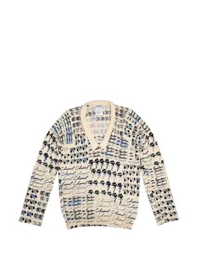 Pre-owned Chanel 2006 All-over Print Sweater In Neutrals
