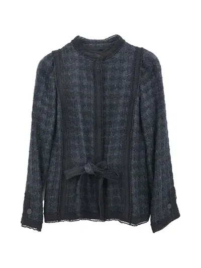 Pre-owned Chanel 2006 Bow Tweed Jacket In Black