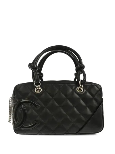 Pre-owned Chanel 2006 Cambon Ligne Quilted Leather Tote Bag In Black