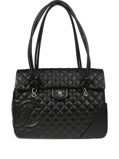 Pre-owned Chanel 2006 Cambon Quilted Tote Bag In Black