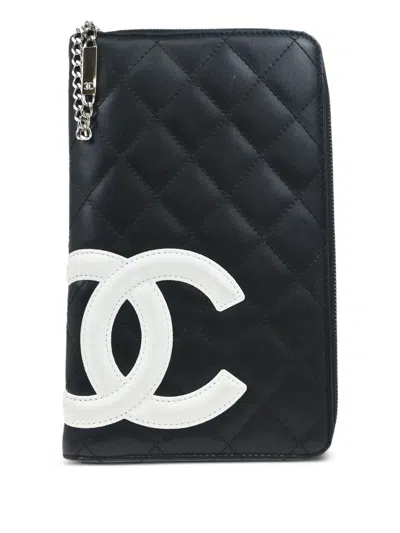 Pre-owned Chanel 2006 Cambon Quilted Wallet In Black