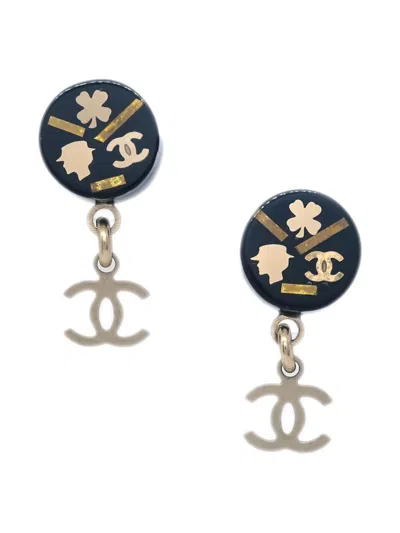 Pre-owned Chanel 2006 Cc Dangle Earrings In Gold