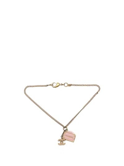 Pre-owned Chanel 2006 Cc Gold Plated And Enamel 31 Rue Cambon Charm Bracelet Costume Bracelet