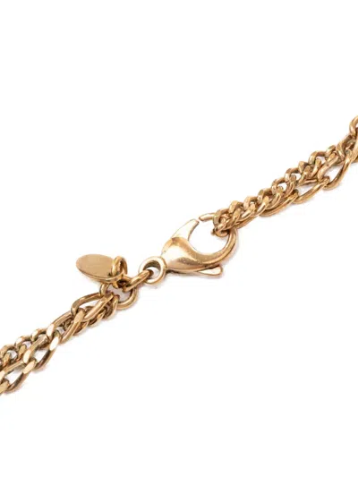 Pre-owned Chanel 2006 Cc Gold Plated Textured Pendant Double Chain Necklace Costume Necklace