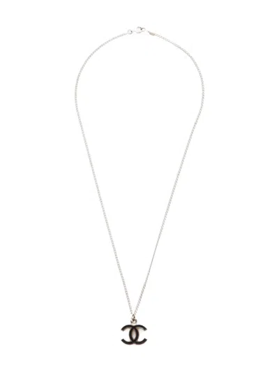 Pre-owned Chanel 2006 Cc Mark Necklace In Silver