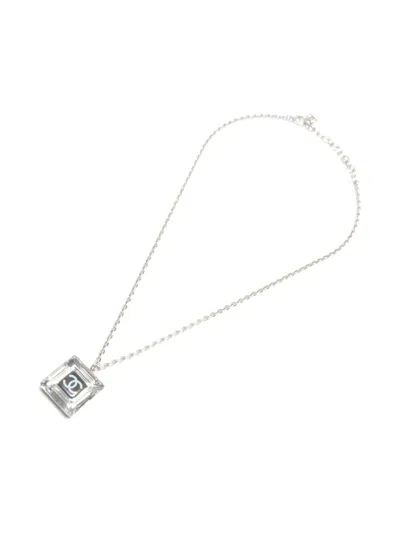 Pre-owned Chanel 2006 Cc Mark Necklace In Silver
