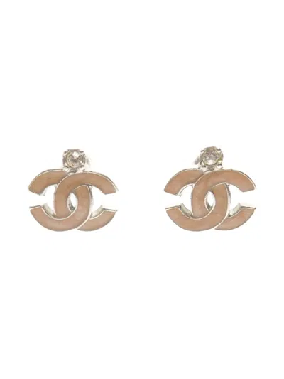 Pre-owned Chanel 2006 Cc Mark Rhinestone Earrings In Silver