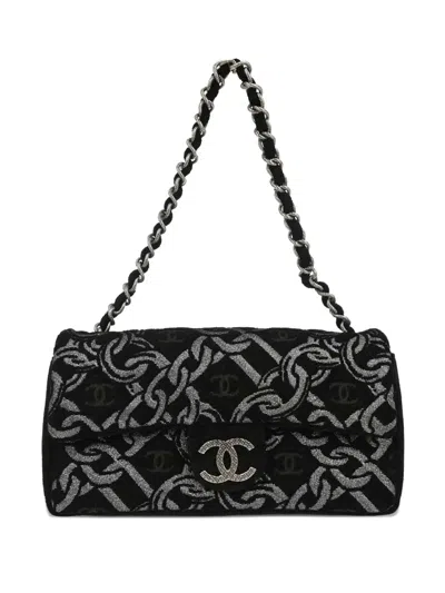 Pre-owned Chanel 2006 Chain Print Tote Bag In Black