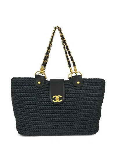 Pre-owned Chanel 2006 Chain Tote Bag In Blue