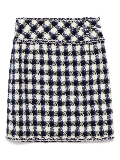 Pre-owned Chanel 2006 Checked Skirt In White