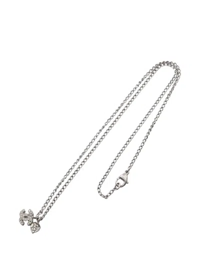 Pre-owned Chanel 2006 Coco Mark Heart Necklace In Silver