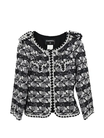 Pre-owned Chanel 2006 Collarless Tweed Jacket In Black