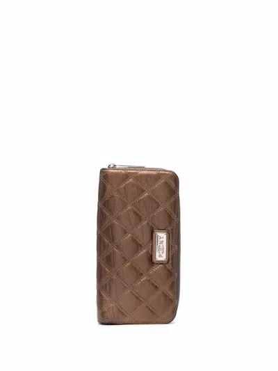 Pre-owned Chanel 2006 Diamond Quilted Continental Wallet In Brown