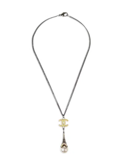 Pre-owned Chanel 2006 Eiffel Tower Necklace In Silver