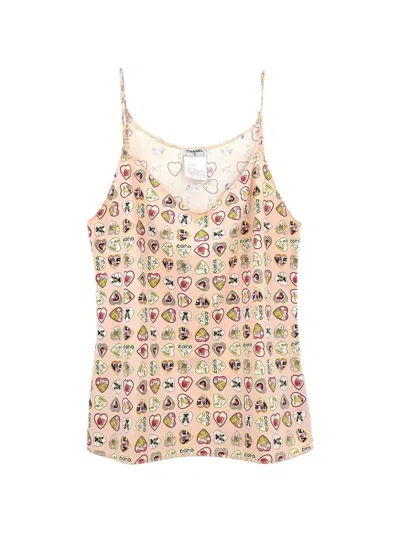 Pre-owned Chanel 2006 Heart-print Camisole In Pink