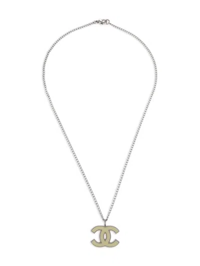 Pre-owned Chanel 2006 Interlocking Cc-pendant Necklace In Silver