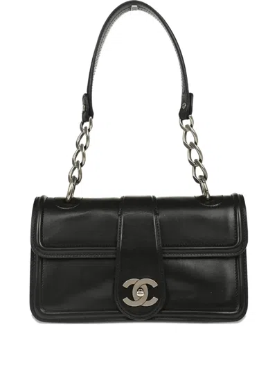 Pre-owned Chanel 2006 Lambskin Flap Chain Shoulder Bag In Black
