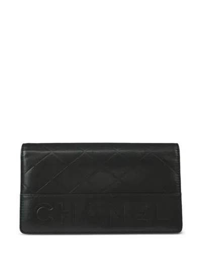 Pre-owned Chanel 2006 Lambskin Wallet In Black