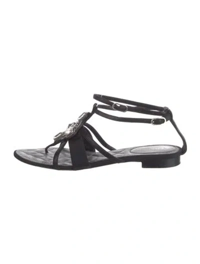 Pre-owned Chanel 2006 Leather Gladiator Sandals In Black