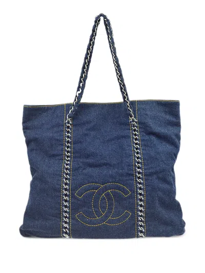 Pre-owned Chanel 2006 Luxury Line Tote Handbag In Blue