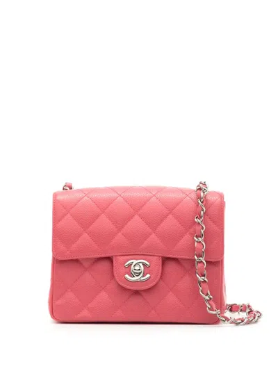 Pre-owned Chanel 2006 Mini Square Classic Flap Shoulder Bag In Pink