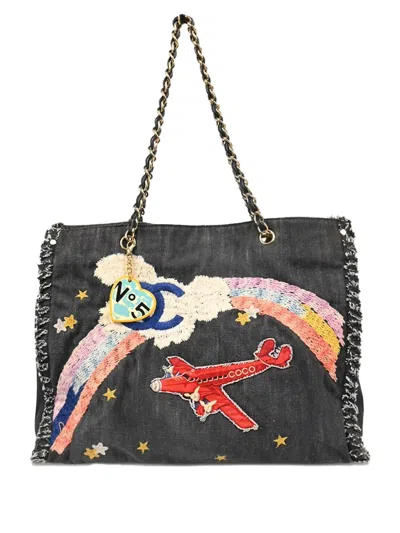 Pre-owned Chanel 2006 Night Flight Tote Bag In Blue