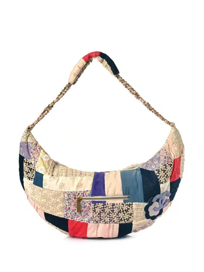 Pre-owned Chanel 2006 Patchwork Cotton Handbag In Neutrals