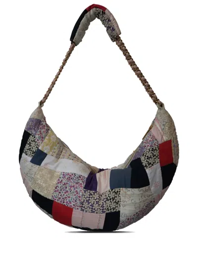 Pre-owned Chanel 2006 Patchwork Cotton Hobo Bag In Neutrals