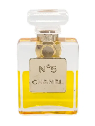 Pre-owned Chanel 2006 Perfume Bottle Brooch In Yellow