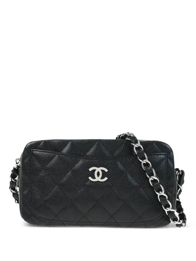 Pre-owned Chanel 2006 Quilted Chain Camera Bag In Black