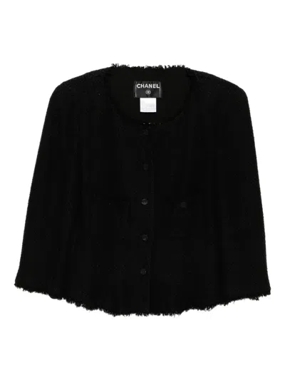 Pre-owned Chanel 2006 Single-breasted Collarless Jacket In Black