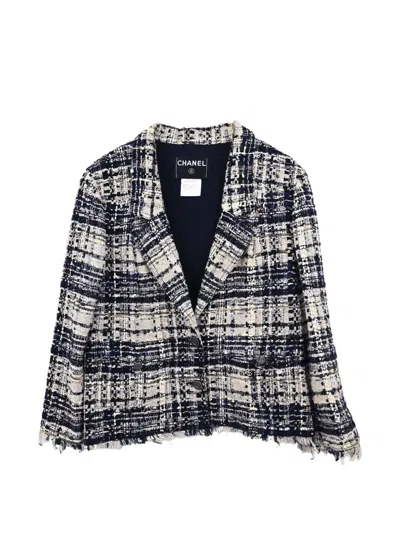 Pre-owned Chanel 2006 Single-breasted Tweed Jacket In Blue