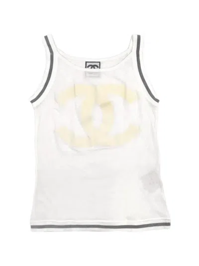 Pre-owned Chanel 2006 Sport Line Cc Logo Tank Top In White