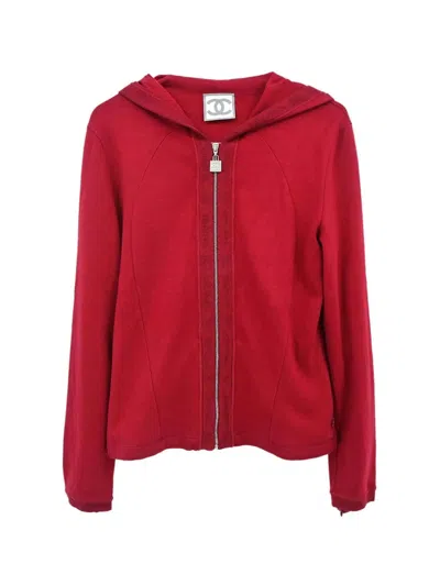 Pre-owned Chanel 2006 Sport Line Zip-up Hoodie In Red