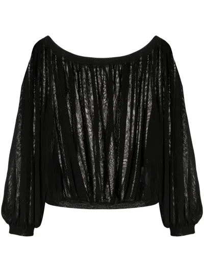 Pre-owned Chanel 2006 U-neck Semi-sheer Blouse In Black