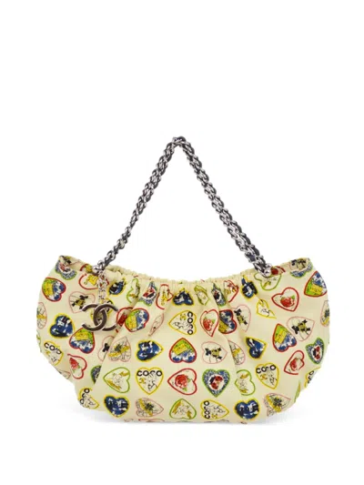 Pre-owned Chanel 2006 Valentine Chain Shoulder Bag In Yellow
