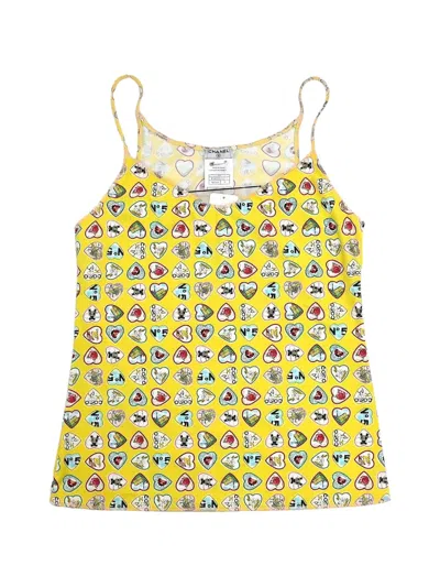 Pre-owned Chanel 2006 Valentine Heart-print Top In Yellow