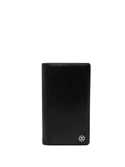 Pre-owned Chanel 2006-2008 Cc Goatskin L Yen Wallet Long Wallets In Black