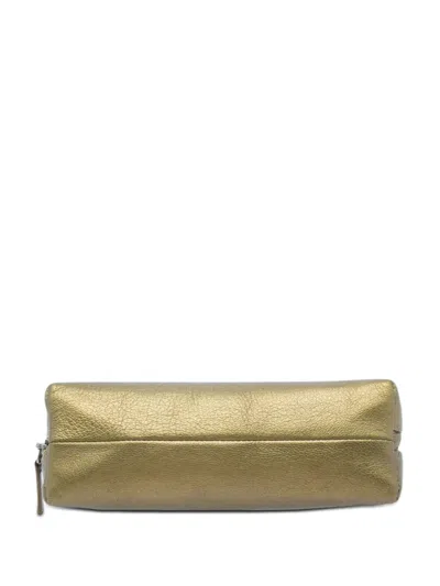 Pre-owned Chanel 2006-2008 Cc Metallic Goatskin Cosmetic Case Pouch In Gold