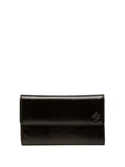 Pre-owned Chanel 2006-2008 Cc Patent Flap Wallet Long Wallets In Black